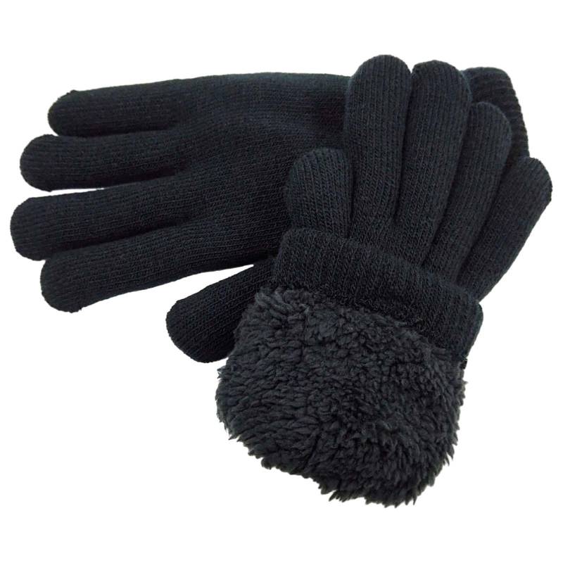 Warme Handschuhe Damen FäUstlinge Herren-Wollhandschuhe, ganz in Schwarz, plus kältebeständige und warme Outdoor-Handschuhe aus Samt Striped Longsleeve Gloves (Black, One Size) von Generisch