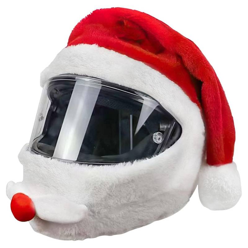 Weihnachtsmann Motorrad Helm Abdeckung Plüsch Motorradhelm Stoff-Cover Personalisierte Motorrad-Integralhelm-Schutzhülle Lustig Motorradhelm Überzug (1 Stück) von Generisch