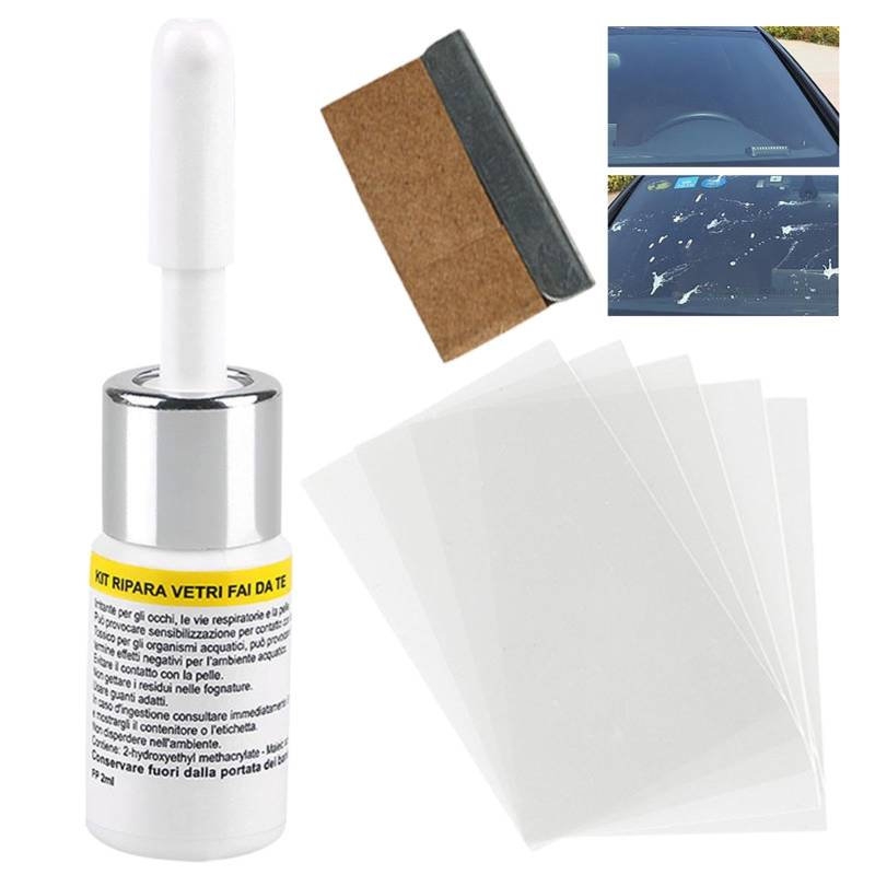 Windschutzscheibe Reparatur Kit, Glas Reparatur Flüssigkeit,Auto Windschutzscheibe Reparaturset Mit Dauerhaftem Harz,zur Reparatur von Windschutzscheiben,Rissen,in Sternform Und Risse in Halbmondform von Generisch