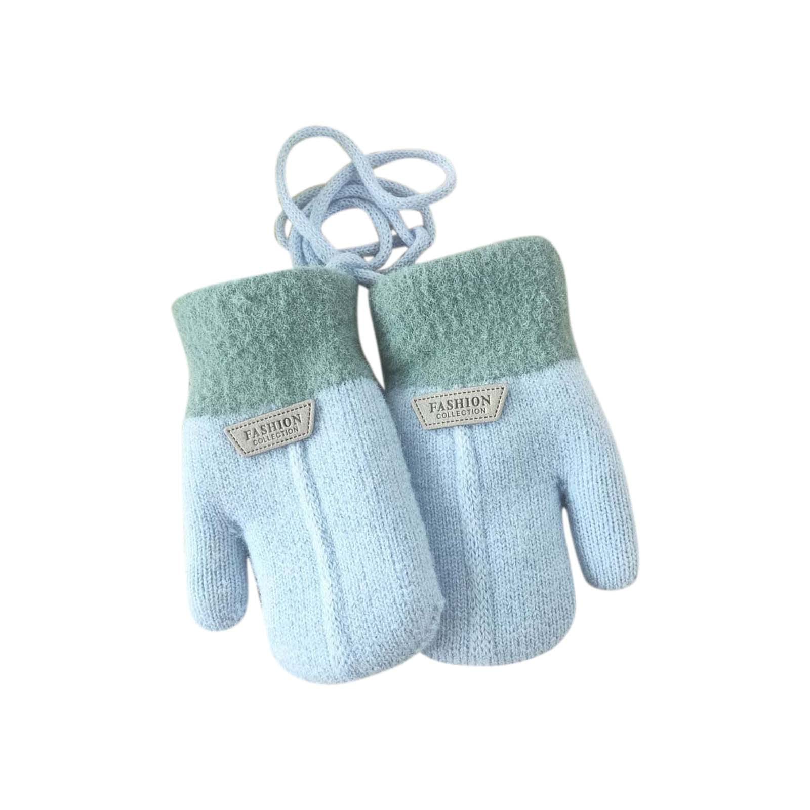 Winter Handschuhe Fäustlinge Baby Plüsch Winter Weich Fausthandschuhe Strickhandschuhe Niedliche Fleece-Gefütterte Handschuhe 1-6 Jahre Halshandschuhe für Baby Mädchen (Light blue, 1-3 Jahre) von Generisch