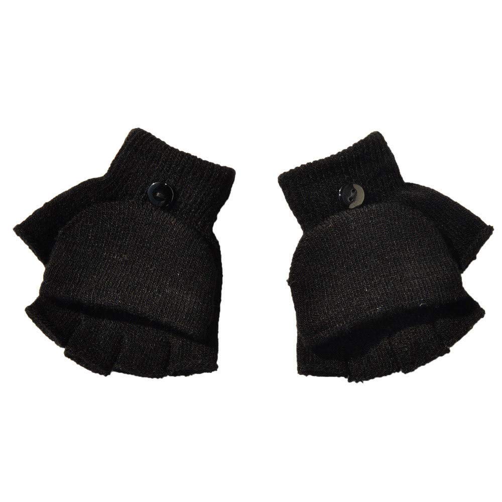 Winter Mädchen Wärmer Abdeckung Handgelenk Baby Hand Flip Jungen Handschuhe Fingerlose Handschuhe Handschuhe Fäustlinge Männer Winter Warm (Schwarz, Einheitsgröße) von Generisch