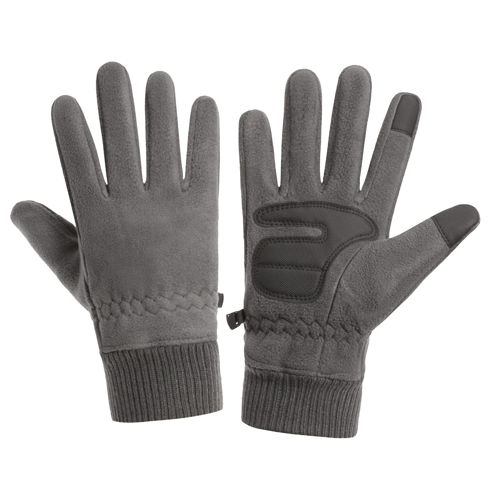 Winterhandschuhe Radfahren Skifahren Outdoor-Handschuhe zu Uch Bildschirm Sport Anti-Rutsch-warme Arbeitshandschuhe beheizt Fingerlose Handschuhe Baumwolle Weiß (Grey, One Size) von Generisch