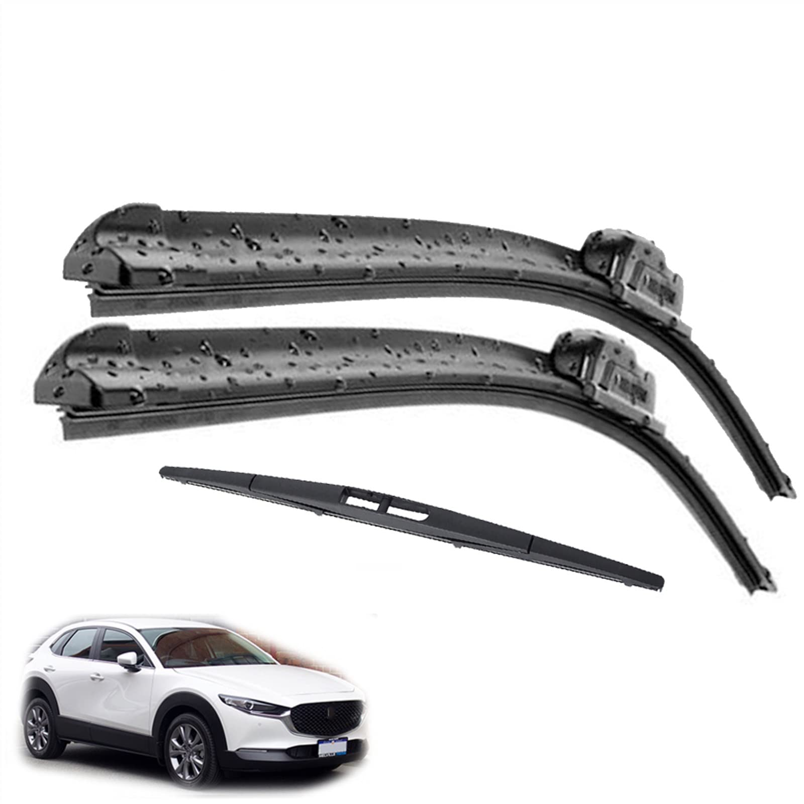 Wischerblätter-Set für vorne und hinten, für Mazda CX-30 CX30 2019 2020 2021 2022, Auto-Scheibenwischer, 66 cm + 40,6 cm + 35,6 cm von Generisch