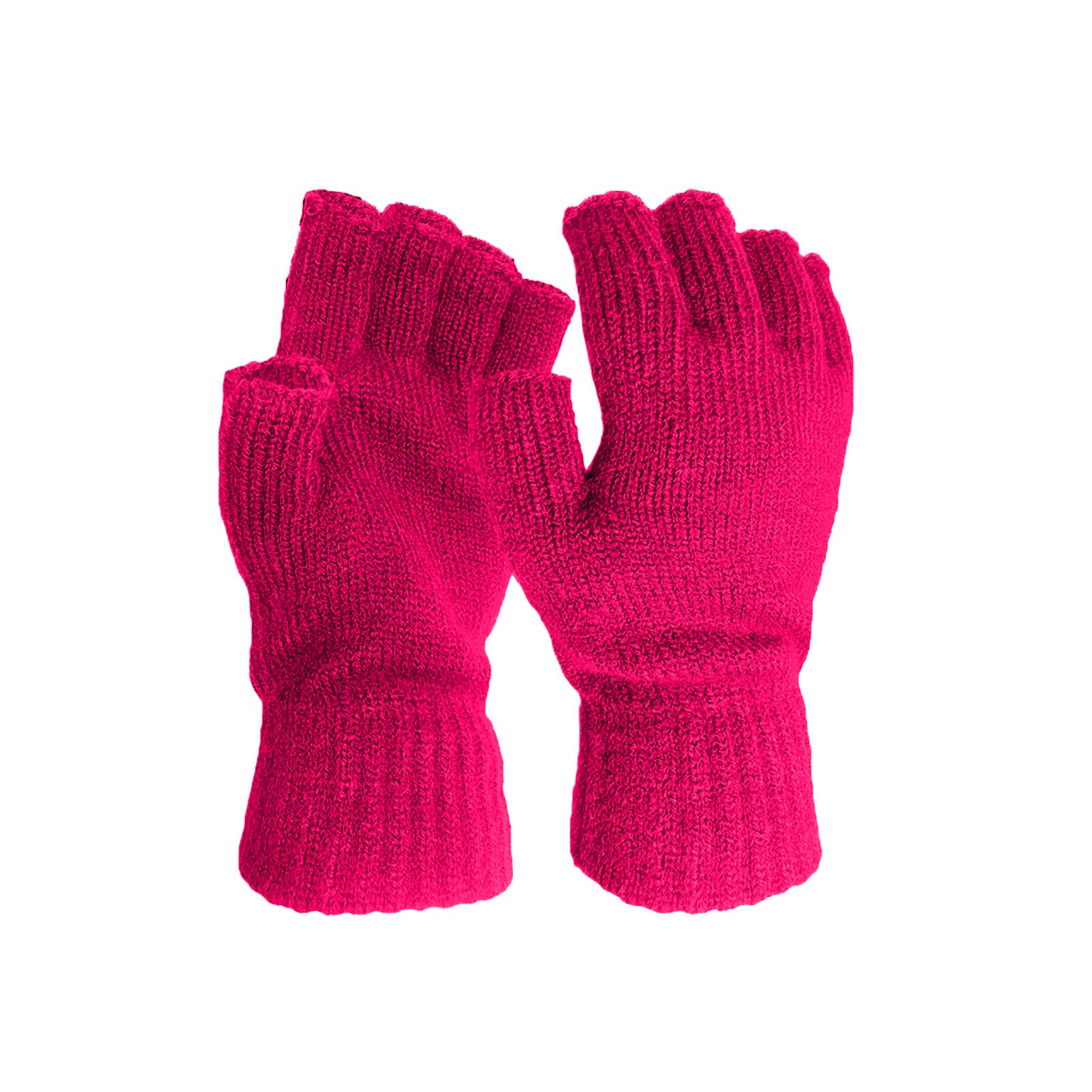 Wollhandschuhe Warm Strick Women 's solide Halbfinger Handschuh Farbe Herren Winter und Handschuhe Wasserfeste Handschuhe Winter (Hot Pink, One Size) von Generisch