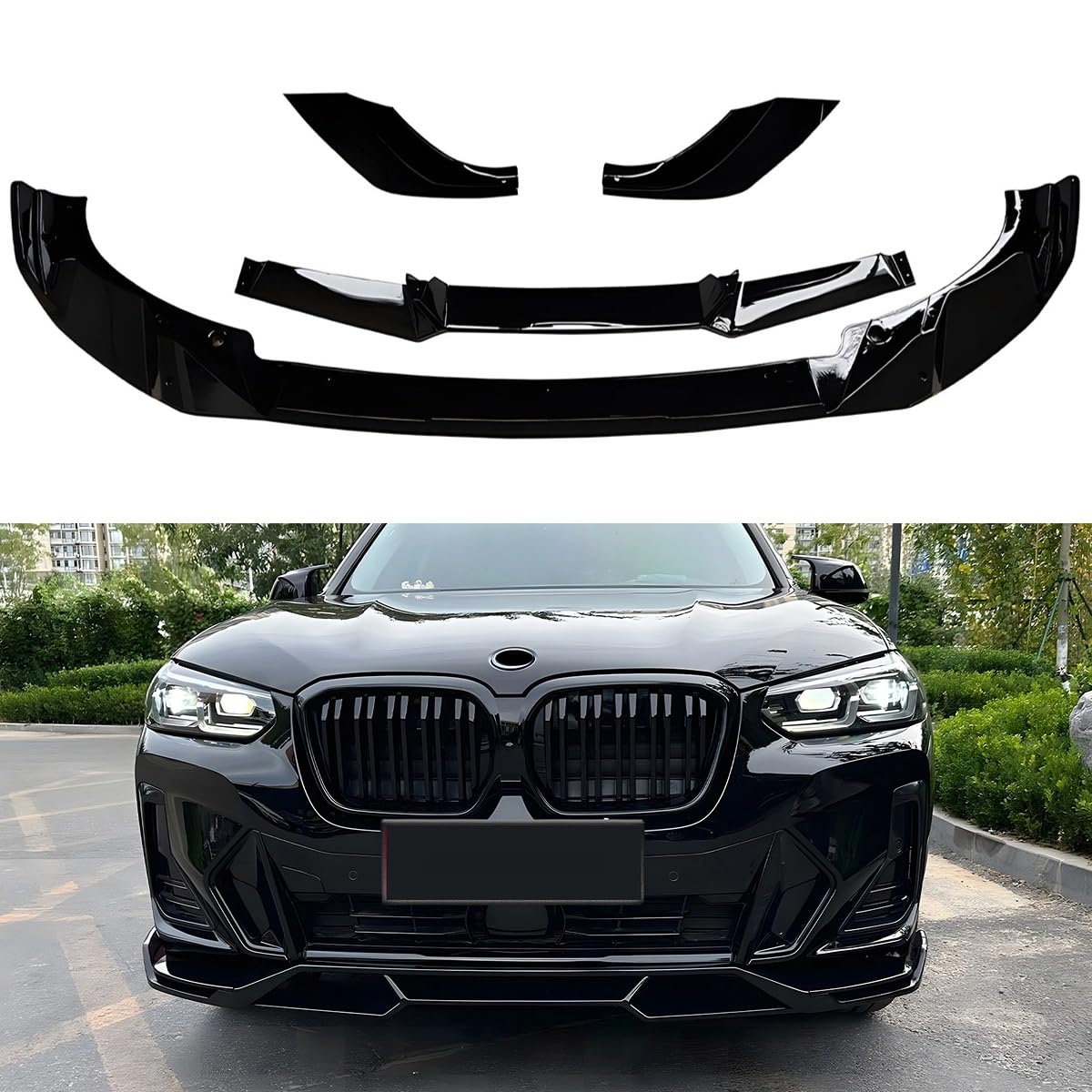 für BMW X3 IX3 X4 G01 G02 G08 2023-2024 Body Kit Heckstoßstange Abdeckung Heckstoßstange Splitter Schutz Spoiler Autozubehör (Glänzend Schwarz) von Generisch