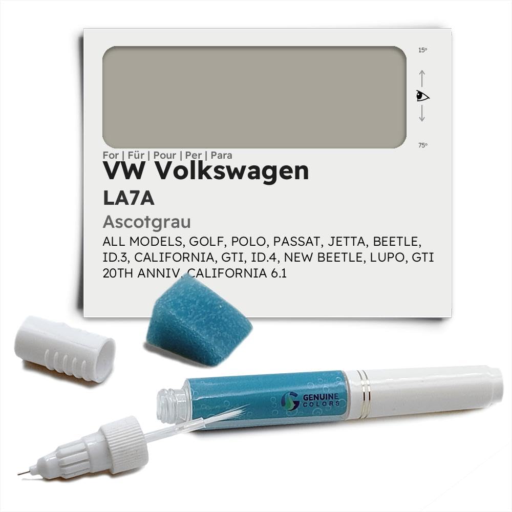 Genuine Colors Lackstift ASCOTGRAU LA7A für VW Volkswagen Grau Golf Polo Passat Jetta Beetle ID.3 California GTI ID.4 New Lupo 20TH Anniv 6.1 von Genuine Colors