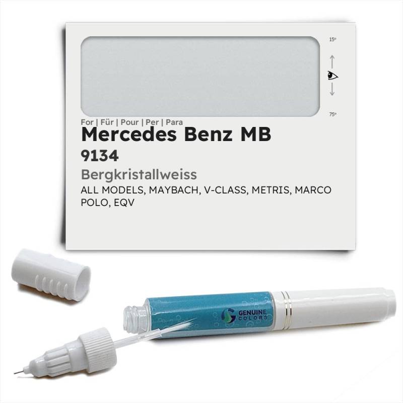 Genuine Colors Lackstift BERGKRISTALLWEISS 9134 für Mercedes Benz MB Silber Maybach V-Class METRIS Marco Polo EQV von Genuine Colors