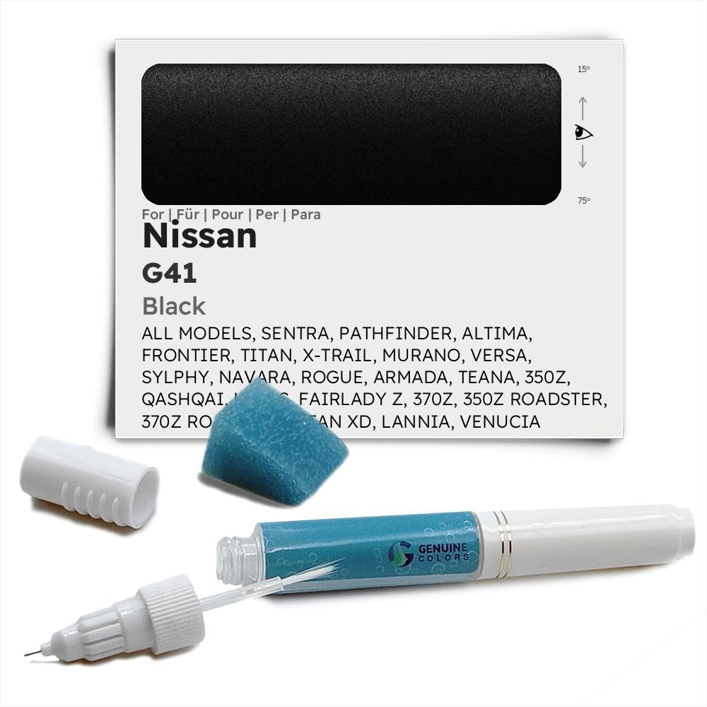 Genuine Colors Lackstift BLACK G41 für Nissan Schwarz SENTRA PATHFINDER ALTIMA FRONTIER TITAN X-TRAIL MURANO VERSA SYLPHY NAVARA ROGUE ARMADA TEANA 350Z QASHQAI KICKS FAIRLADY Z 370Z ROADSTER XD LANNI von Genuine Colors