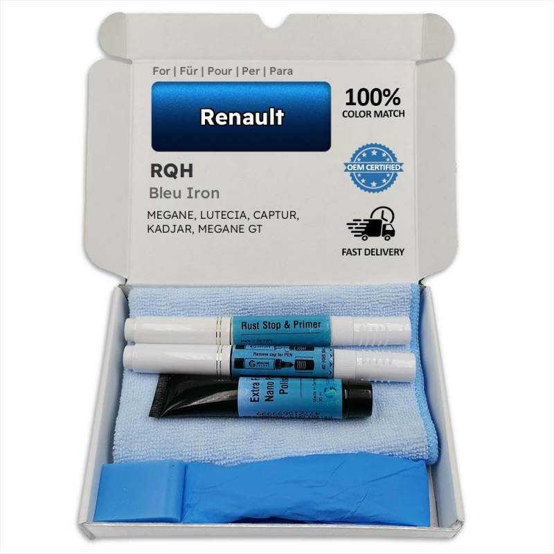 Genuine Colors Lackstift BLEU Iron RQH für Renault Blau Megane LUTECIA CAPTUR KADJAR GT von Genuine Colors