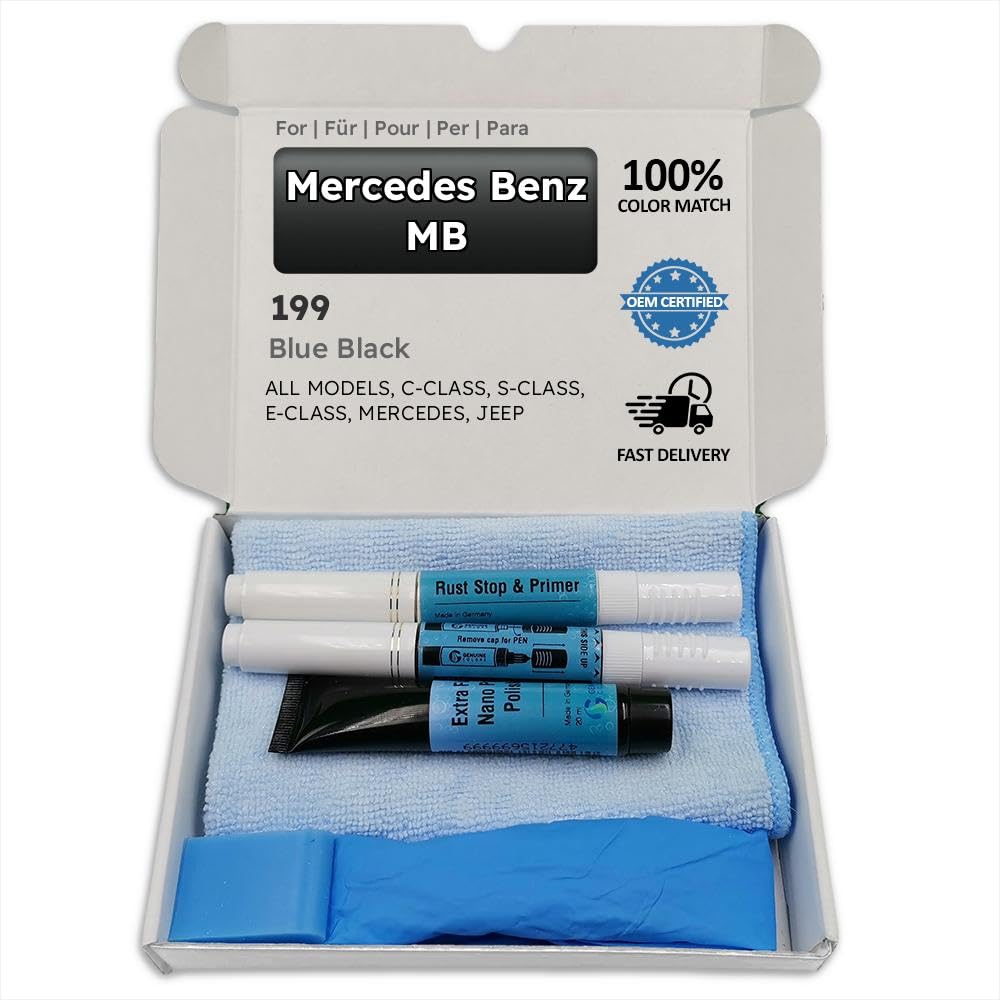 Genuine Colors Lackstift BLUE BLACK 199 für Mercedes Benz MB Schwarz C-CLASS S-CLASS E-CLASS JEEP von Genuine Colors