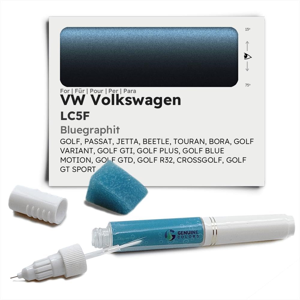 Genuine Colors Lackstift BLUEGRAPHIT LC5F für VW Volkswagen Blau Golf Passat Jetta Beetle TOURAN Bora Variant GTI Plus Blue Motion GTD R32 CROSSGOLF GT Sport von Genuine Colors