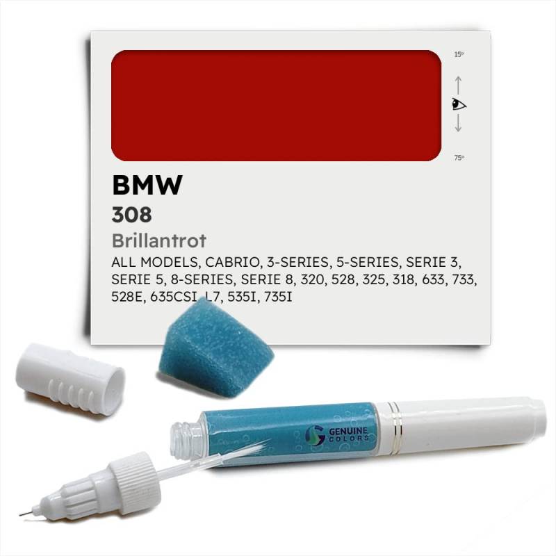 Genuine Colors Lackstift BRILLANTROT 308 Kompatibel/Ersatz für BMW Rot von Genuine Colors