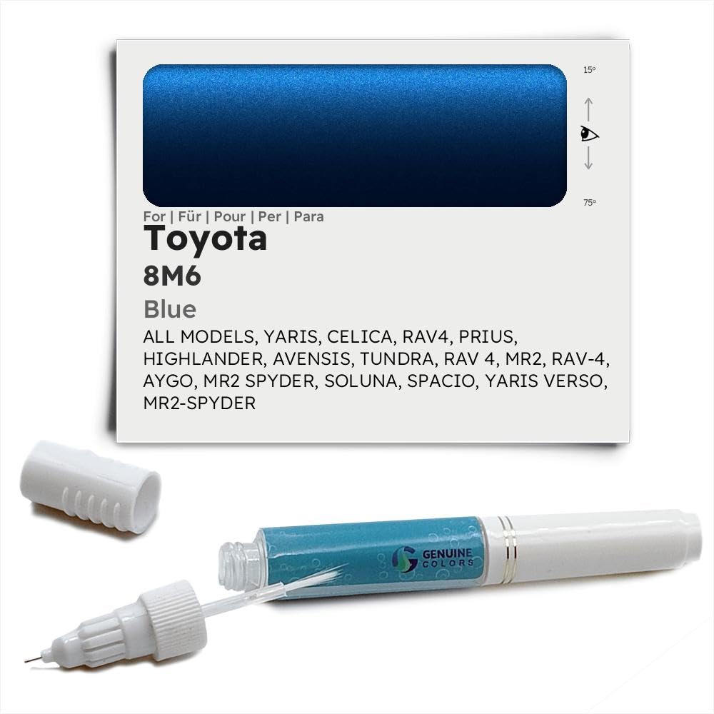 Genuine Colors Lackstift Blue 8M6 für Toyota Blau Yaris CELICA RAV4 Prius Highlander AVENSIS Tundra RAV 4 MR2 RAV-4 AYGO Spyder SOLUNA SPACIO Verso MR2-SPYDER von Genuine Colors