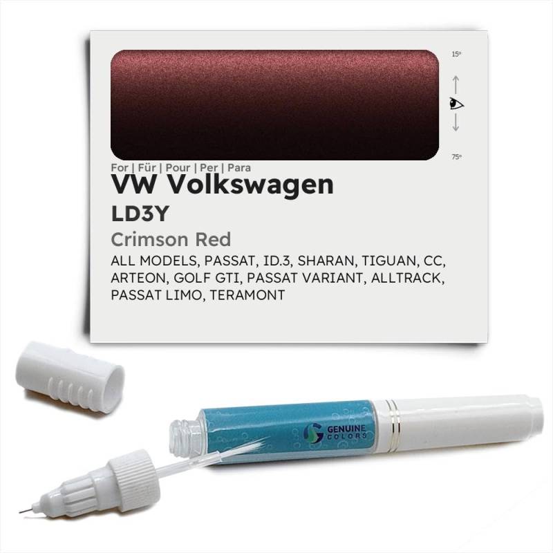 Genuine Colors Lackstift CRIMSON RED LD3Y Kompatibel/Ersatz für VW Volkswagen Rot von Genuine Colors