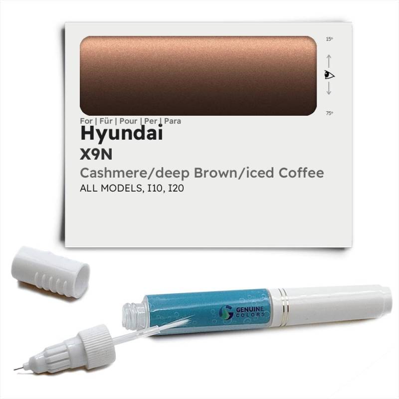 Genuine Colors Lackstift Cashmere DEEP Brown ICED Coffee X9N für Hyundai Braun I10 I20 von Genuine Colors