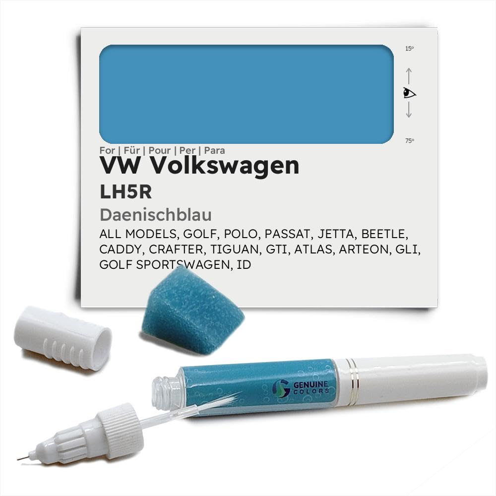 Genuine Colors Lackstift DAENISCHBLAU LH5R für VW Volkswagen Blau Golf Polo Passat Jetta Beetle Caddy Crafter TIGUAN GTI Atlas ARTEON GLI SPORTSWAGEN ID von Genuine Colors