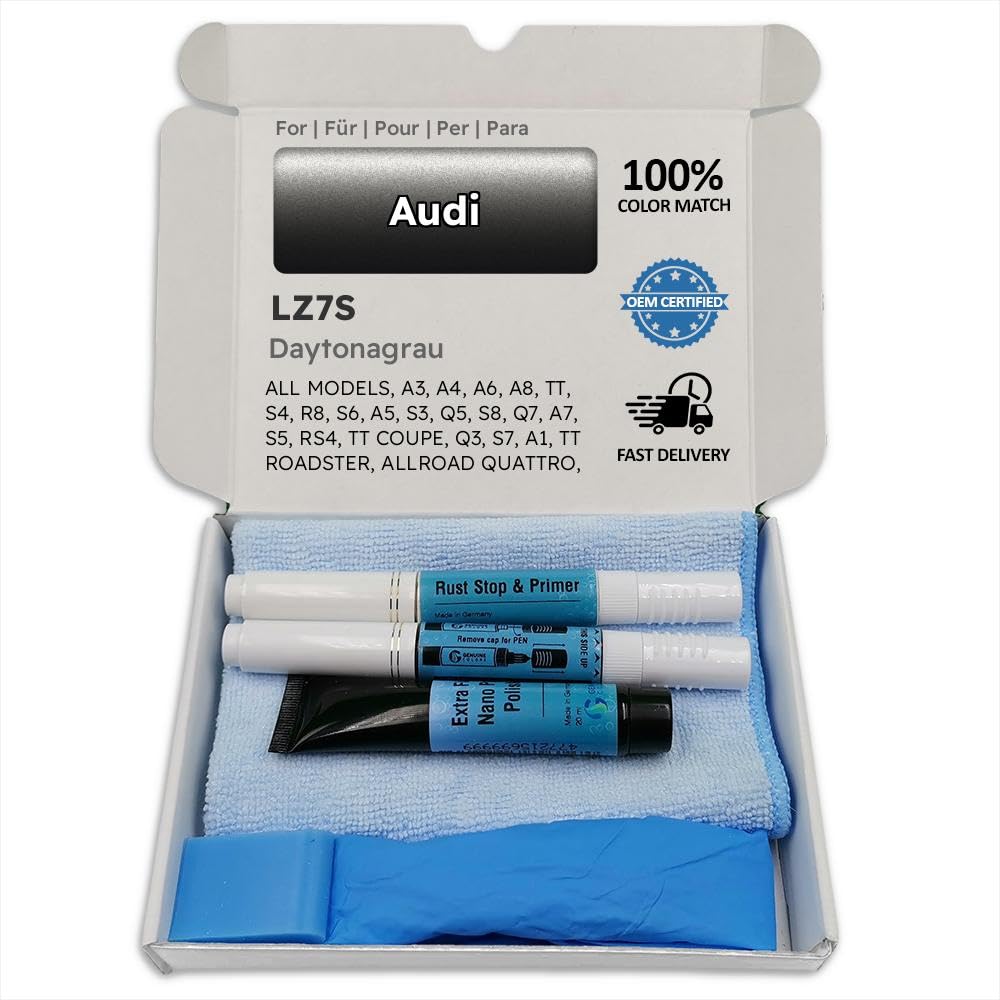 Genuine Colors Lackstift DAYTONAGRAU LZ7S für Audi Grau A3 A4 A6 A8 TT S4 R8 S6 A5 S3 Q5 S8 Q7 A7 S5 RS4 COUPE Q3 S7 A1 ROADSTER ALLROAD QUATTRO AVANT Q8 SQ5 TTS RS6 RS7 Q2 RS5 E-TRON RS3 SQ7 SQ8 S1 S von Genuine Colors