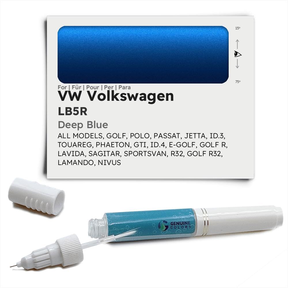 Genuine Colors Lackstift DEEP Blue LB5R für VW Volkswagen Blau Golf Polo Passat Jetta ID.3 Touareg Phaeton GTI ID.4 E-Golf R LAVIDA SAGITAR SPORTSVAN R32 LAMANDO NIVUS von Genuine Colors