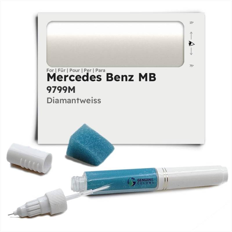 Genuine Colors Lackstift DIAMANTWEISS 9799M für Mercedes Benz MB Silber von Genuine Colors