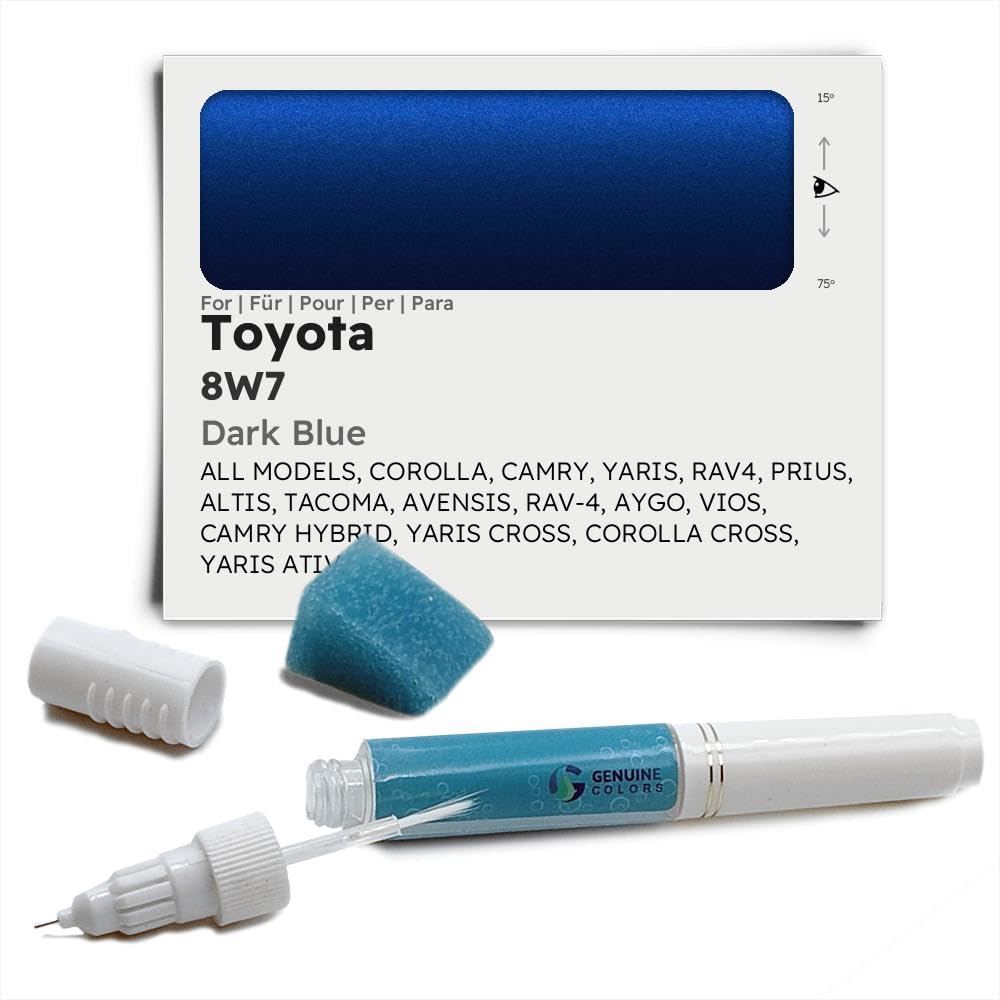 Genuine Colors Lackstift Dark Blue 8W7 für Toyota Blau Corolla Camry Yaris RAV4 Prius ALTIS Tacoma AVENSIS RAV-4 AYGO VIOS HYBRID Cross ATIV von Genuine Colors