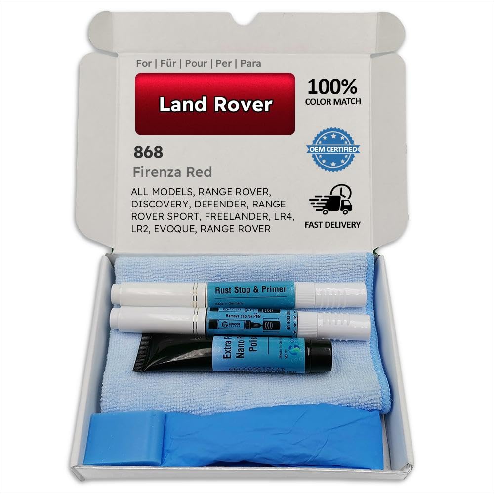 Genuine Colors Lackstift Firenza RED 868 für Land Rover Rot Range Discovery Defender Sport Freelander LR4 LR2 EVOQUE SPOR VELAR EVOQ 4 von Genuine Colors