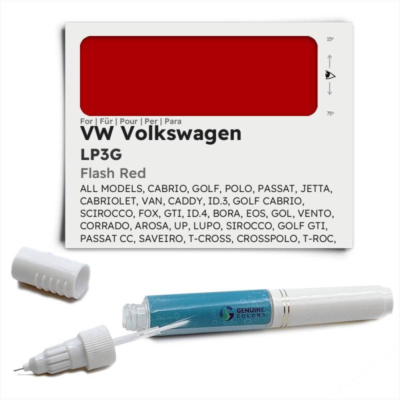 Genuine Colors Lackstift FLASH RED LP3G für VW Volkswagen Rot CABRIO GOLF POLO PASSAT JETTA CABRIOLET VAN CADDY ID.3 SCIROCCO FOX GTI ID.4 BORA EOS GOL VENTO CORRADO AROSA UP LUPO SIROCCO CC SAVEIRO T von Genuine Colors