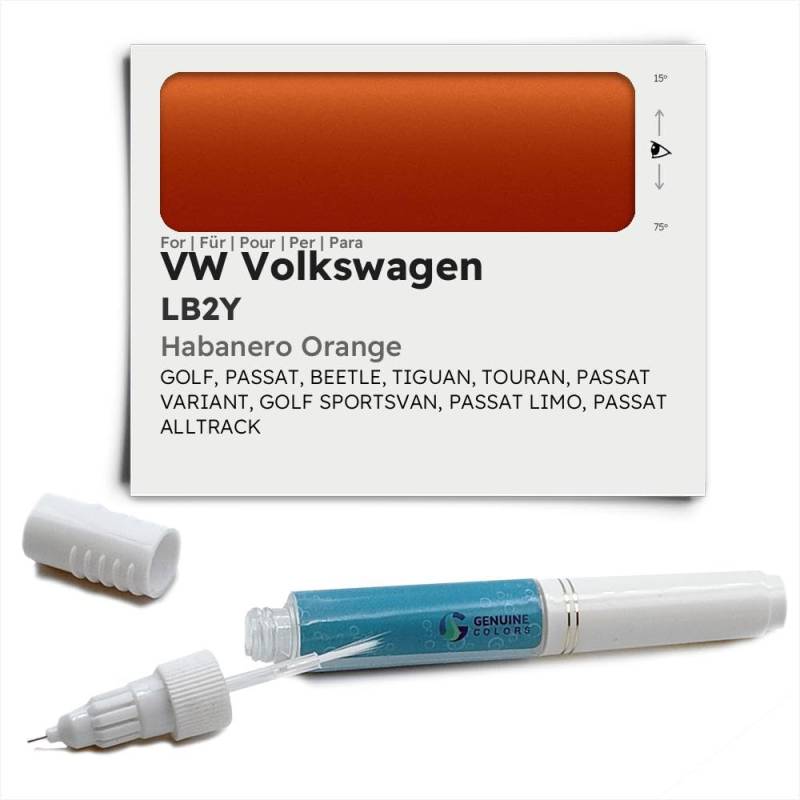 Genuine Colors Lackstift HABANERO ORANGE LB2Y Kompatibel/Ersatz für VW Volkswagen Orange von Genuine Colors