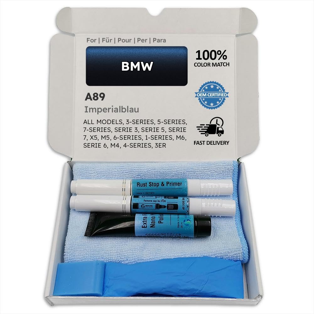 Genuine Colors Lackstift IMPERIALBLAU A89 für BMW Blau 3-SERIES 5-SERIES 7-SERIES SERIE 3 5 7 X5 M5 6-SERIES 1-SERIES M6 6 M4 4-SERIES 3ER LIMOUSINE M 1 2-SERIES X1 ALPINA B7 CABRIO I3 7ER ACTIVE 4 M7 von Genuine Colors