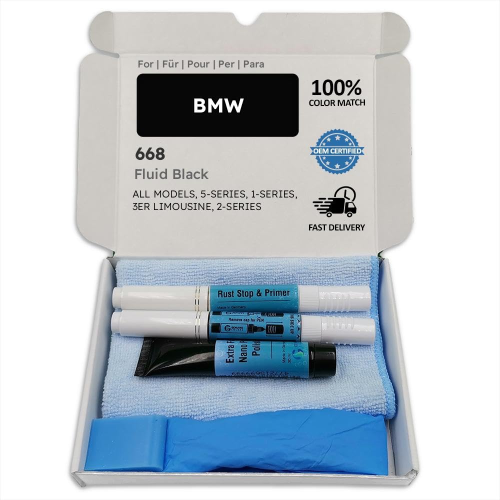 Genuine Colors Lackstift Fluid Black 668 für BMW Schwarz 5-Series 1-Series 3ER Limousine 2-Series von Genuine Colors