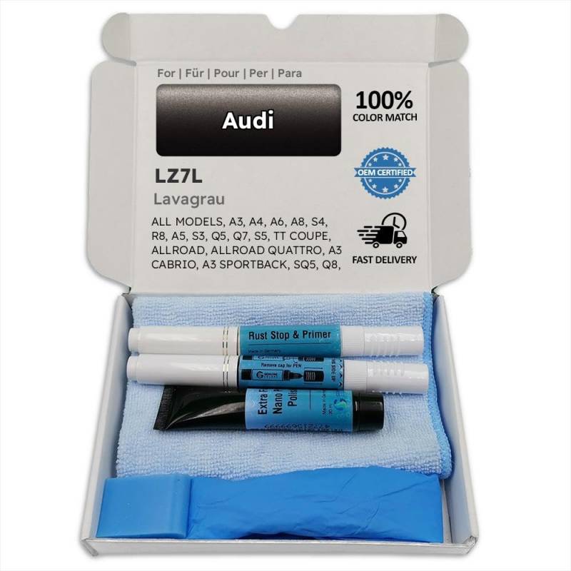 Genuine Colors Lackstift LAVAGRAU LZ7L für Audi Grau A3 A4 A6 A8 S4 R8 A5 S3 Q5 Q7 S5 TT Coupe ALLROAD Quattro Cabrio SPORTBACK SQ5 Q8 Convertible Avant A6L Side Blade NIVUS von Genuine Colors