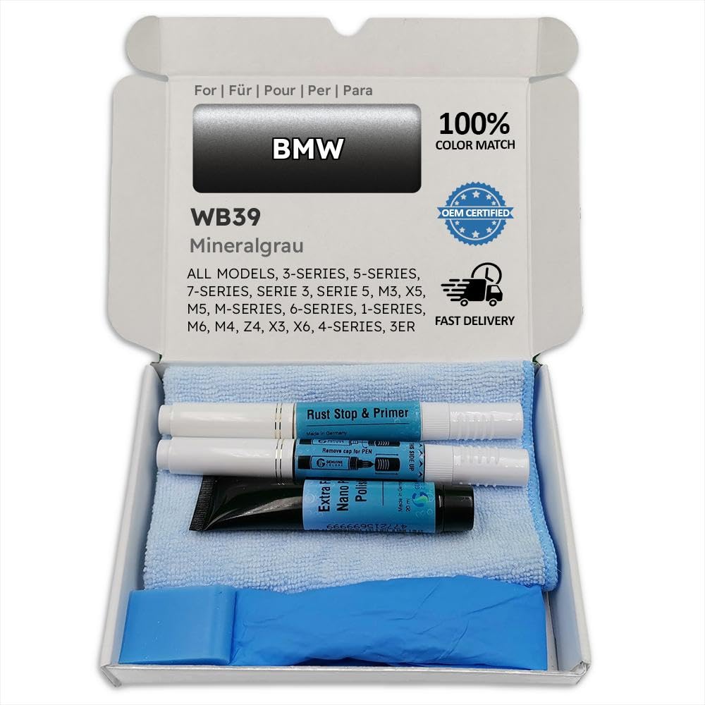 Genuine Colors Lackstift MINERALGRAU WB39 für BMW Grau 3-SERIES 5-SERIES 7-SERIES SERIE 3 5 M3 X5 M5 M-SERIES 6-SERIES 1-SERIES M6 M4 Z4 X3 X6 4-SERIES 3ER LIMOUSINE 1 2-SERIES X1 CABRIO X2 I8 I3 X4 A von Genuine Colors