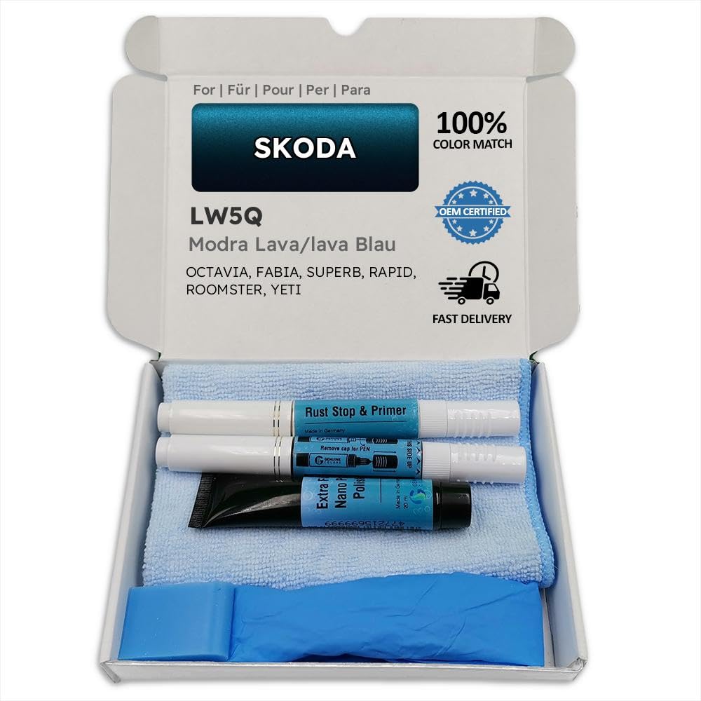 Genuine Colors Lackstift MODRA Lava BLAU LW5Q für Skoda Octavia Fabia SUPERB Rapid ROOMSTER YETI von Genuine Colors