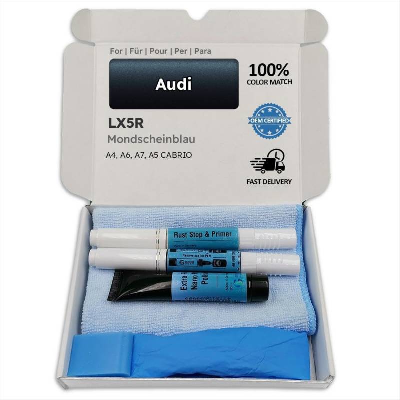 Genuine Colors Lackstift MONDSCHEINBLAU LX5R für Audi Blau A4 A6 A7 A5 Cabrio von Genuine Colors