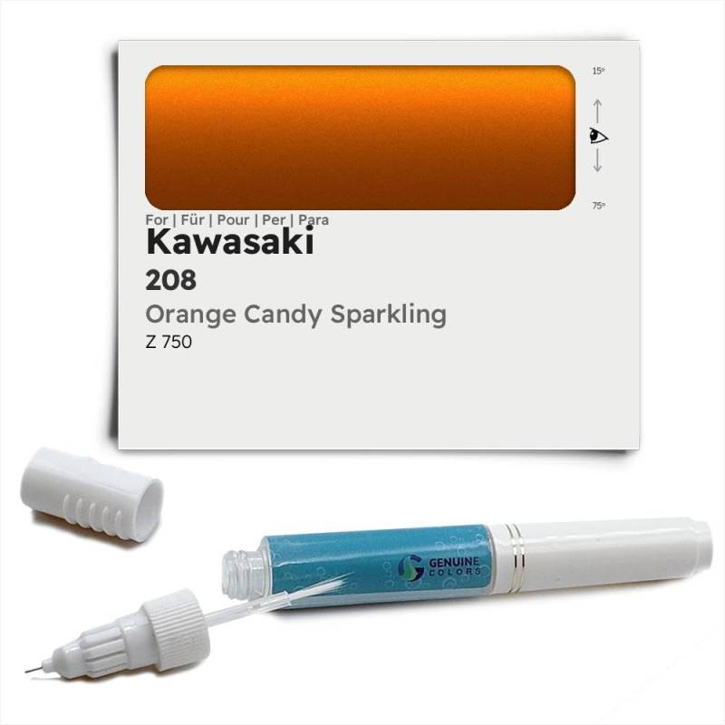 Genuine Colors Lackstift ORANGE Candy Sparkling 208 für Kawasaki Z 750 von Genuine Colors