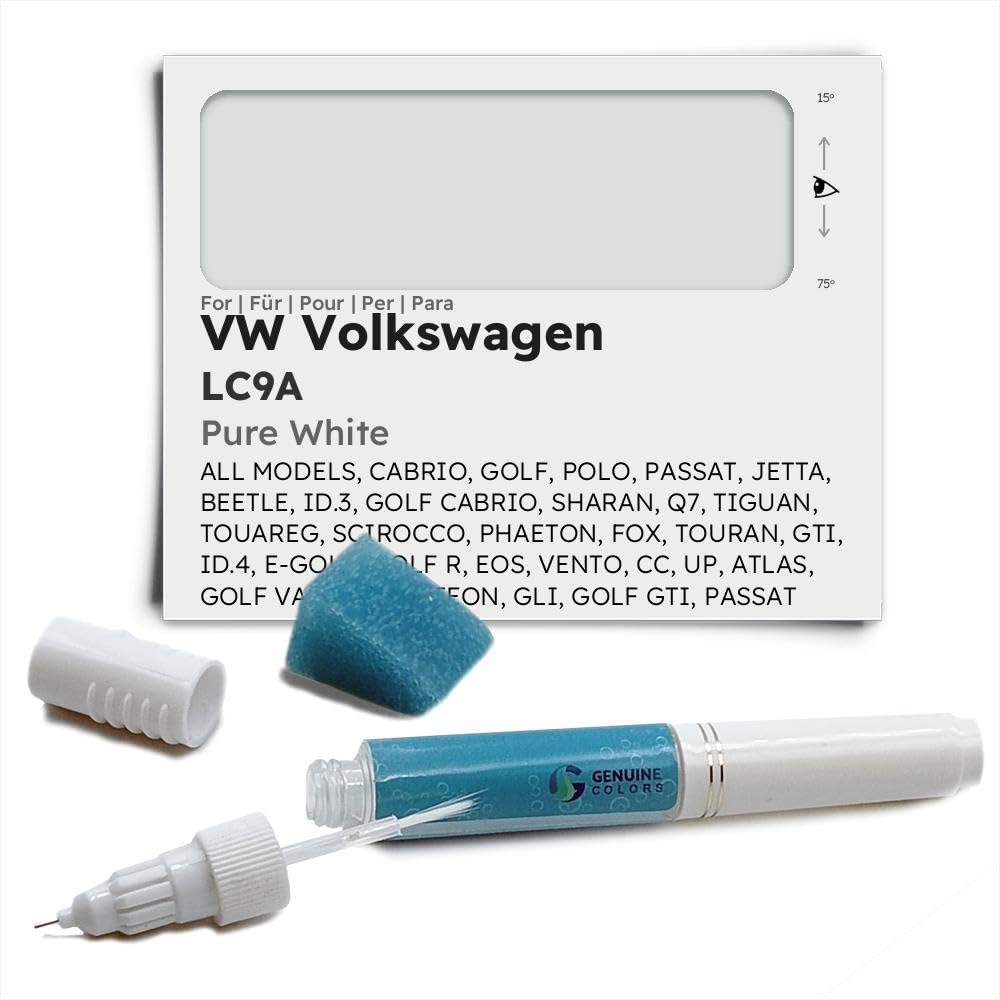 Genuine Colors Lackstift PURE WHITE LC9A für VW Volkswagen Weiß CABRIO GOLF POLO PASSAT JETTA BEETLE ID.3 SHARAN Q7 TIGUAN TOUAREG SCIROCCO PHAETON FOX TOURAN GTI ID.4 E-GOLF R EOS VENTO CC UP ATLAS V von Genuine Colors