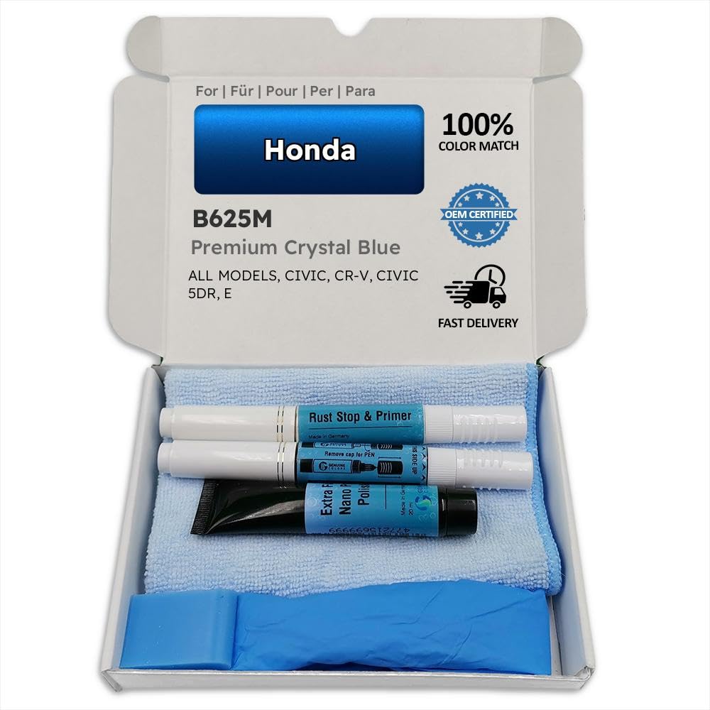 Genuine Colors Lackstift Premium Crystal Blue B625M für Honda Blau Civic CR-V 5DR E von Genuine Colors