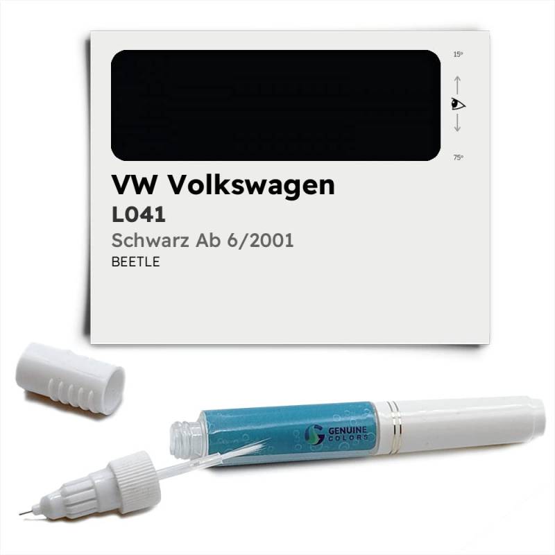 Genuine Colors Lackstift SCHWARZ AB 6/2001 L041 Kompatibel/Ersatz für VW Volkswagen Schwarz von Genuine Colors