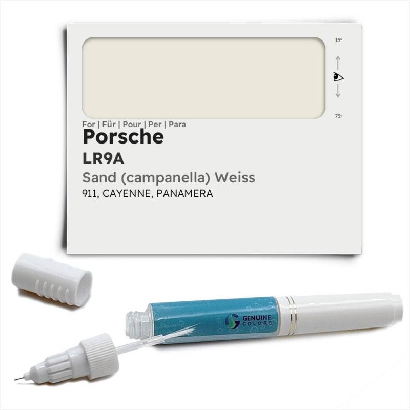 Genuine Colors Lackstift Sand (CAMPANELLA) Weiss LR9A für Porsche Weiß 911 Cayenne Panamera von Genuine Colors