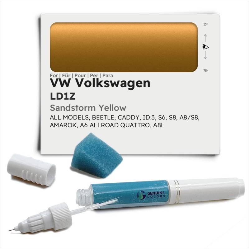 Genuine Colors Lackstift Sandstorm Yellow LD1Z für VW Volkswagen Gelb Beetle Caddy ID.3 S6 S8 A8 AMAROK A6 ALLROAD Quattro A8L von Genuine Colors