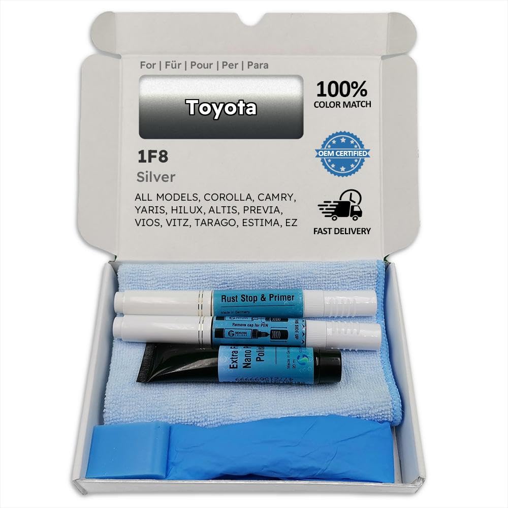 Genuine Colors Lackstift Silver 1F8 für Toyota Silber Corolla Camry Yaris HILUX ALTIS PREVIA VIOS VITZ TARAGO ESTIMA EZ von Genuine Colors