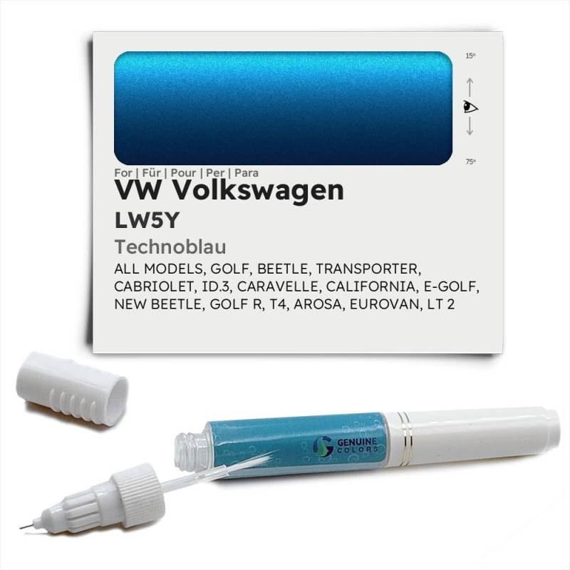 Genuine Colors Lackstift TECHNOBLAU LW5Y für VW Volkswagen Blau Golf Beetle Transporter CABRIOLET ID.3 CARAVELLE California E-Golf New R T4 Arosa Eurovan LT 2 von Genuine Colors