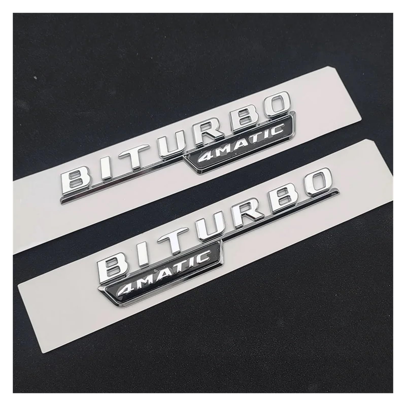 GerRit yzw6688 Schwarz 3D Chrom Auto Buchstaben Kofferraum Kotflügel Abzeichen BITURBO 4MATIC Emblem Logo Aufkleber Kompatibel mit C43 / W205 W204 Zubehör (Color : Fender Silver 2pcs) von GerRit