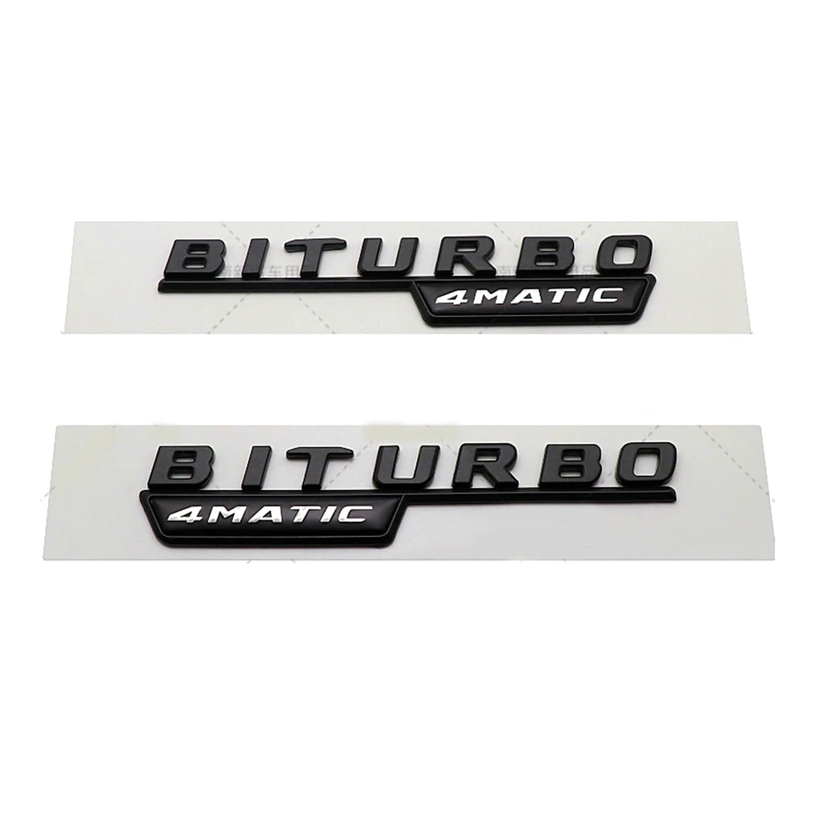 yzw6688 3D-ABS-schwarzes Auto-Heckkoffer-Abzeichen-Buchstaben-Aufkleber-Logo E43 Biturbo 4matic-Emblem, kompatibel mit E 43 / W212 W213-Zubehör (Color : Biturbo Black 2pcs) von GerRit