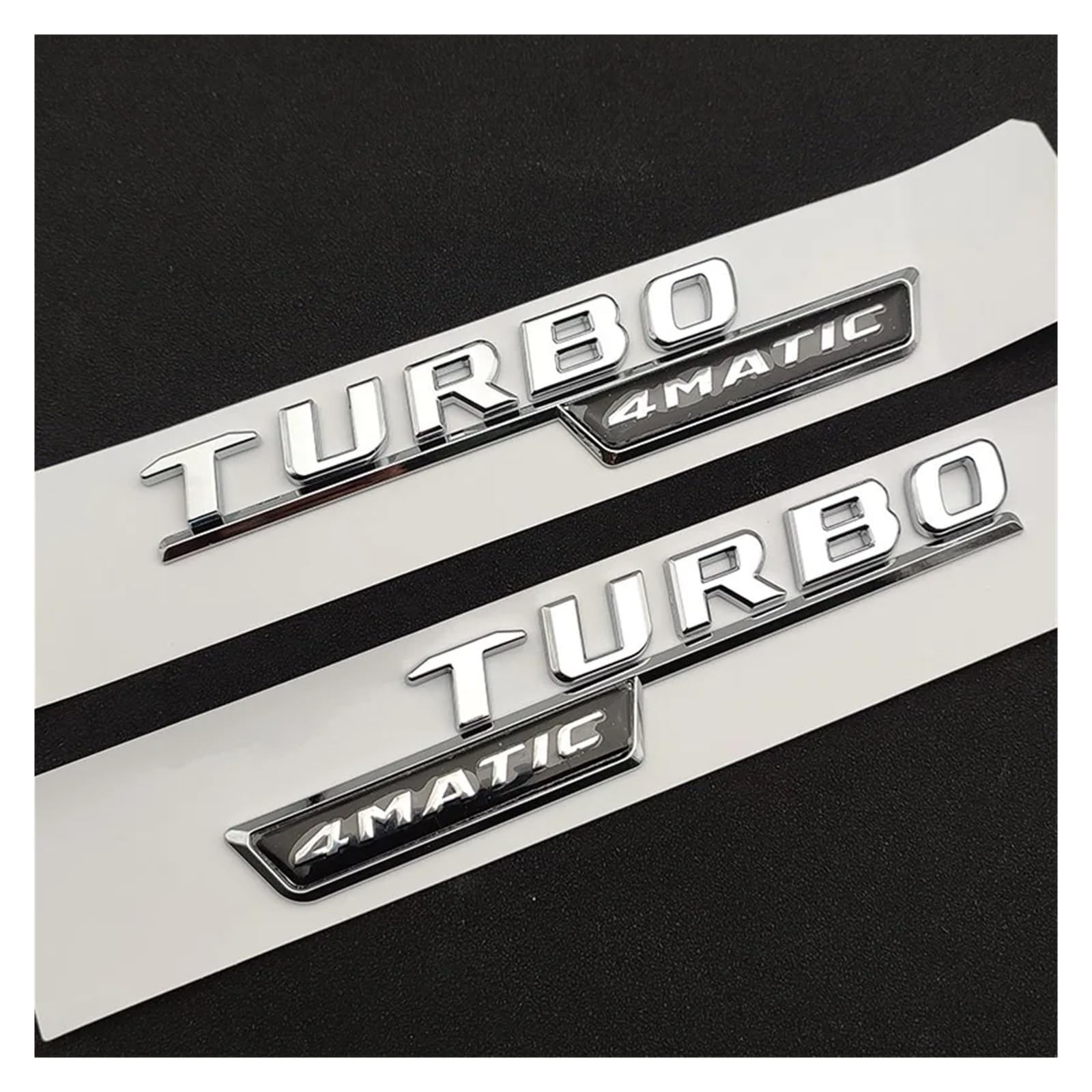 yzw6688 3D Schwarze Chrom-Buchstaben for Auto-Logo-Aufkleber, kompatibel mit A45S/W177 Zubehör, Fender Turbo 4matic Emblem, hinteres Kofferraum-Abzeichen (Color : TB Silver 2pcs) von GerRit