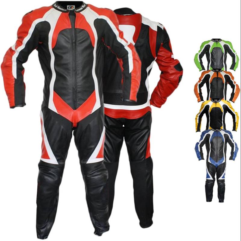 German Wear Einteiler Motorradkombi Lederkombi aus Büffelleder echtleder Kombi, 60/4XL, Farbe:Rot von German Wear