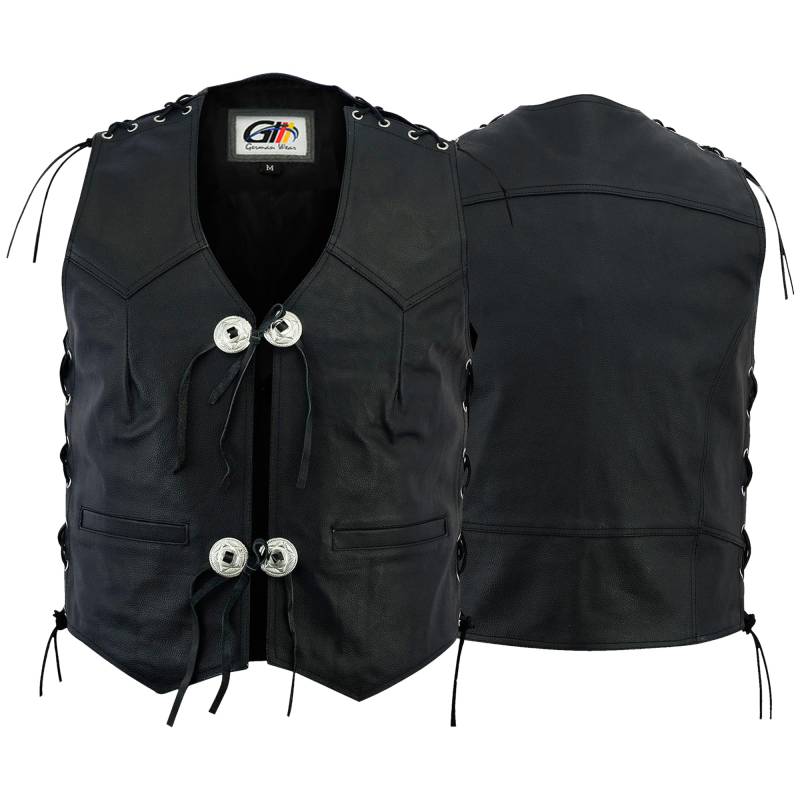 German Wear Leder Motorrad Kutte Conchoweste Bikerweste Motorradweste Weste schwarz, Größe:3XL von German Wear