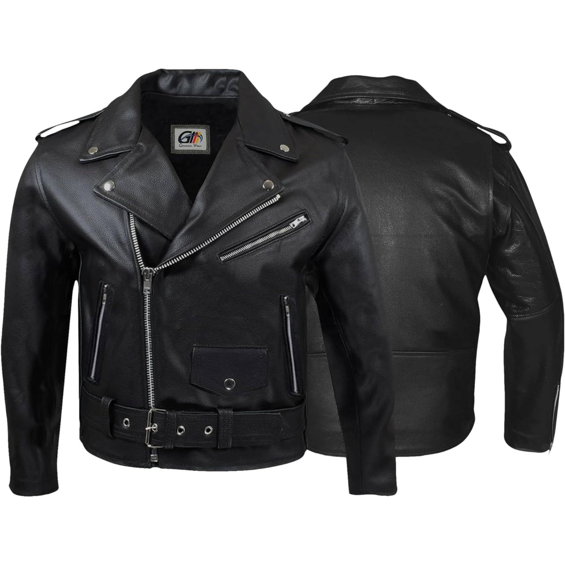 German Wear Brando Motorradjacke - Retro Vintage Rocker Lederjacke für Chopper, schwarz von German Wear