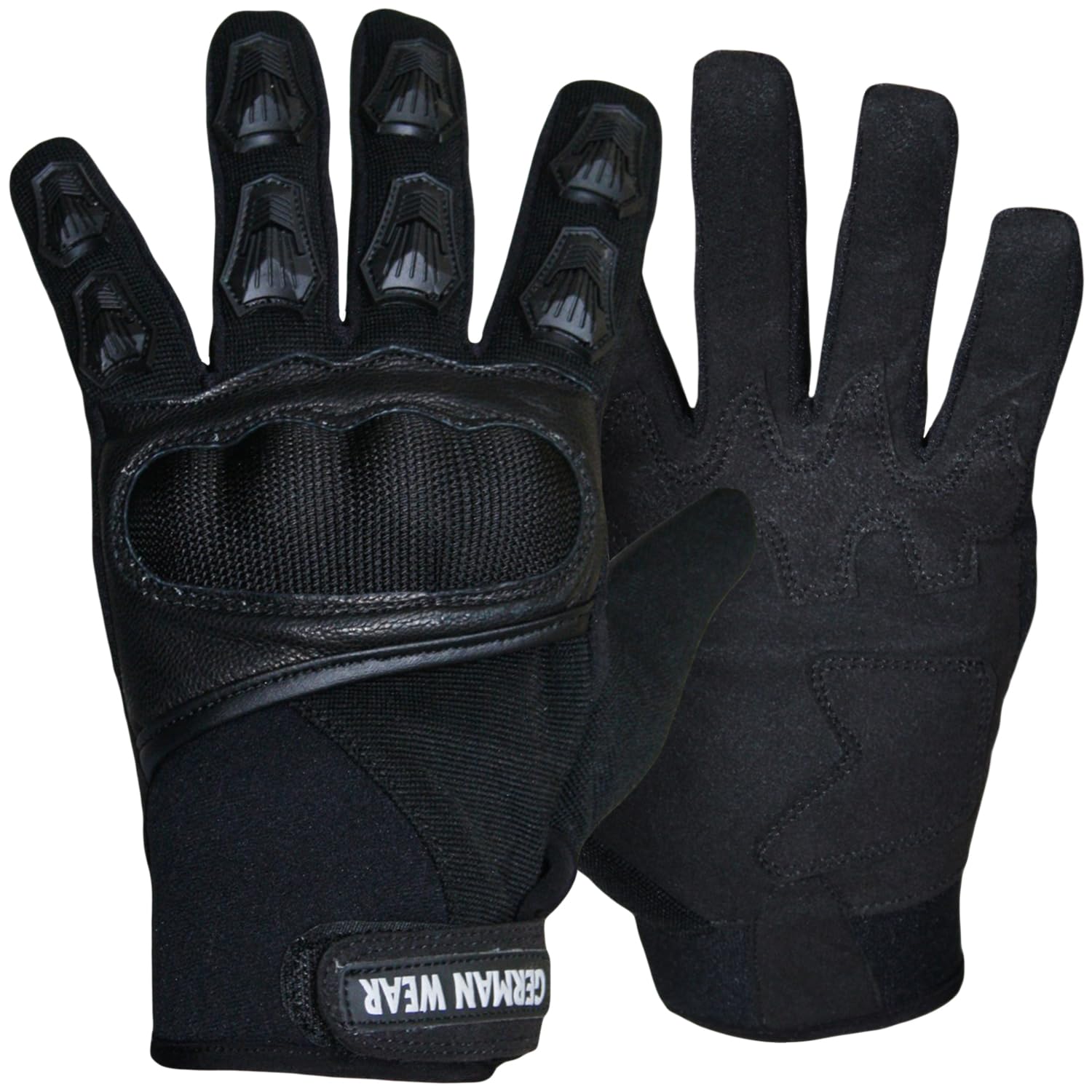 German Wear Motocross Motorradhandschuhe Sommer Motorrad Biker Handschuhe Textilhandschuhe Schwarz, Size:9=L von German Wear