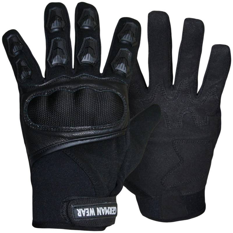 German Wear Motocross Motorradhandschuhe Sommer Motorrad Biker Handschuhe Textilhandschuhe Schwarz, Size:9=L von German Wear