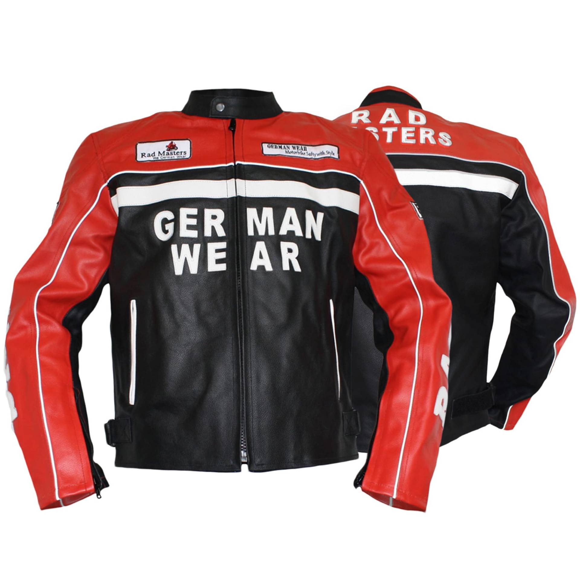 German Wear Motorrad Lederjacke Motorradjacke Biker Jacke mit Protektoren aus leder Schwarz/Rot - XS von German Wear